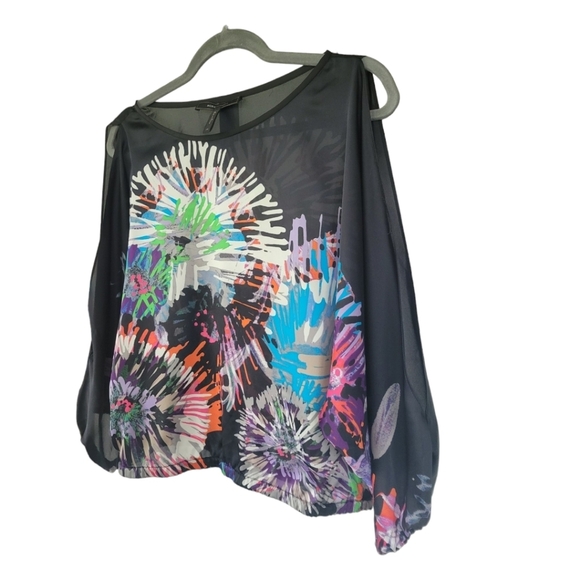 BCBGMaxAzria XS Suzie Black Split Sleeve Dolman Blouse Top - Picture 6 of 10